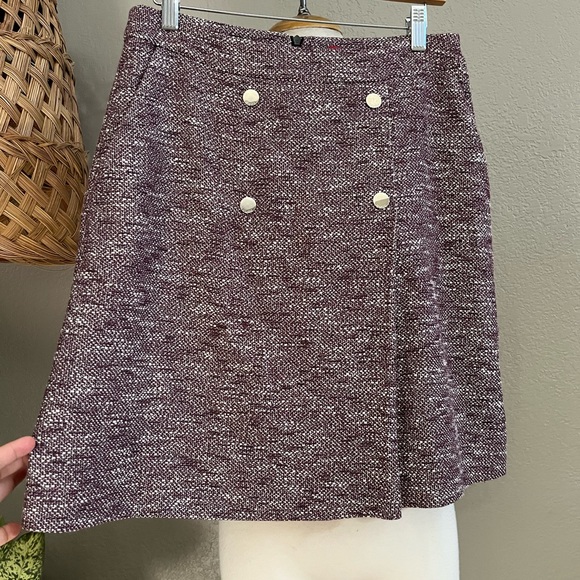 ☑️HUGO BOSS RED LABEL A LINE BUTTON FRONT TWEED WRAP MINI SKIRT - Picture 3 of 12